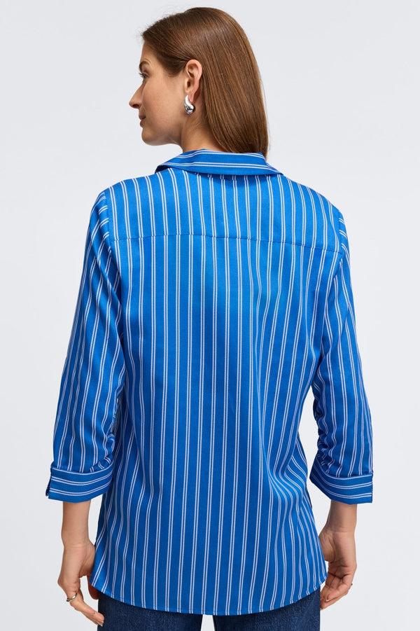 Foxcroft Evelyn Rope Stripe 3/4 Sleeve Shirt