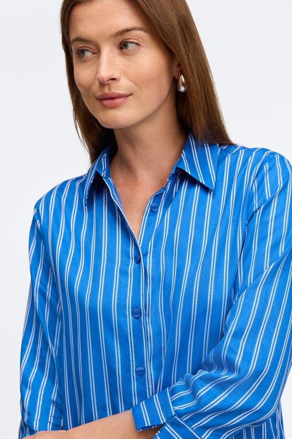 Foxcroft Evelyn Rope Stripe 3/4 Sleeve Shirt