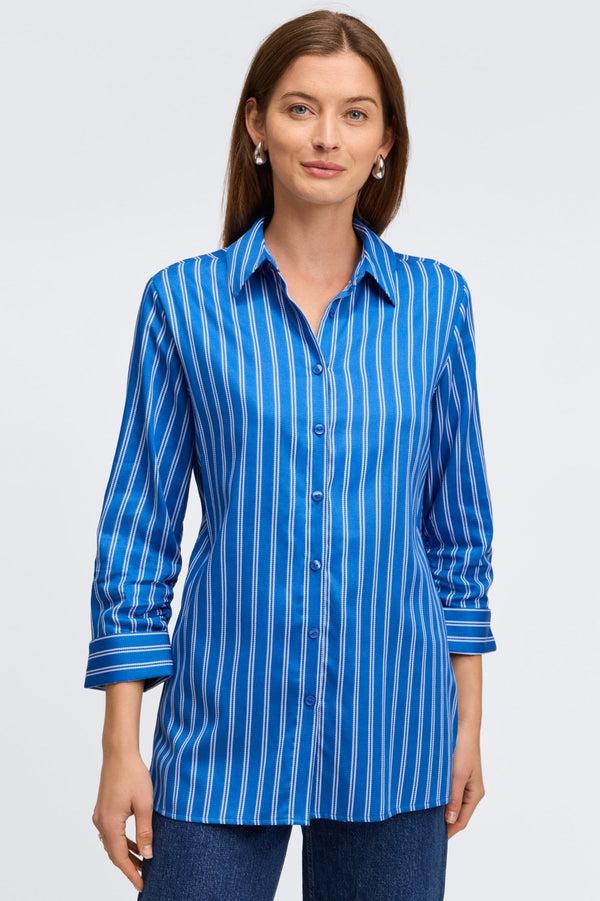 foxcroft Evelyn Rope Stripe 3/4 Sleeve Shirt