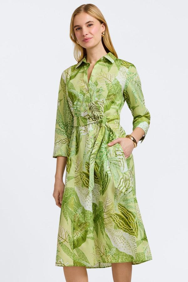 Foxcroft Fiona Jungle Leaves 3/4 Sleeve Dress
