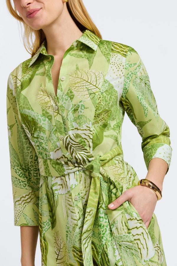Foxcroft Fiona Jungle Leaves 3/4 Sleeve Dress
