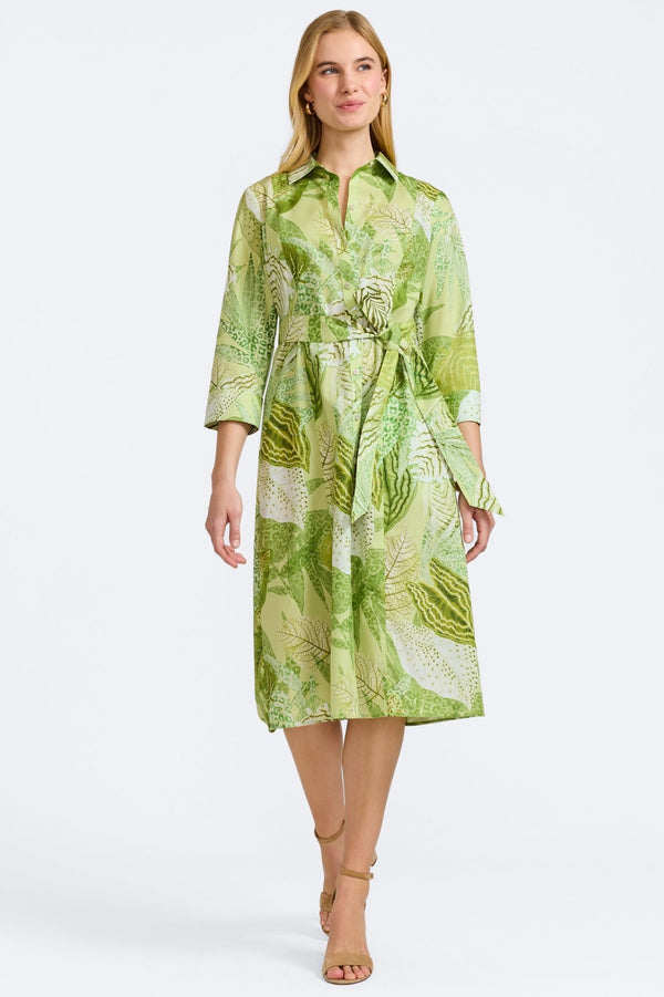 Foxcroft Fiona Jungle Leaves 3/4 Sleeve Dress