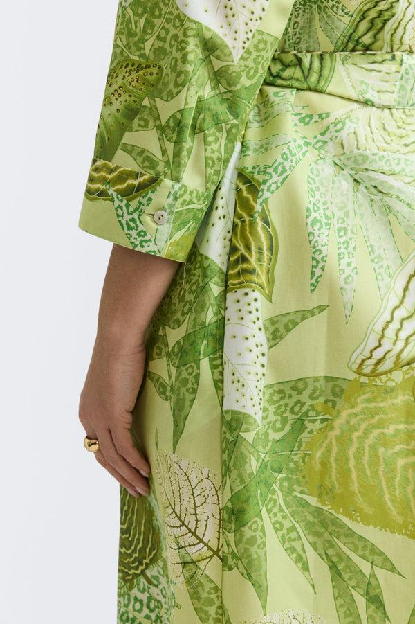 Foxcroft Fiona Plus Jungle Leaves 3/4 Sleeve Dress