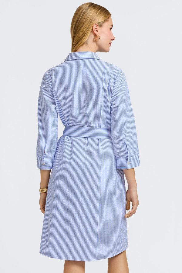Foxcroft Fiona Seersucker 3/4 Sleeve Dress