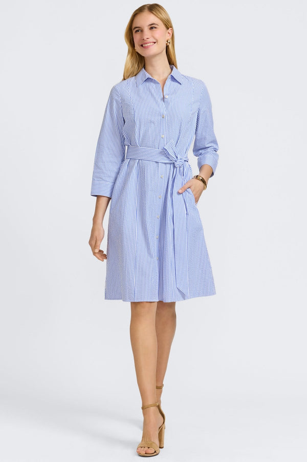 foxcroft Fiona Seersucker 3/4 Sleeve Dress