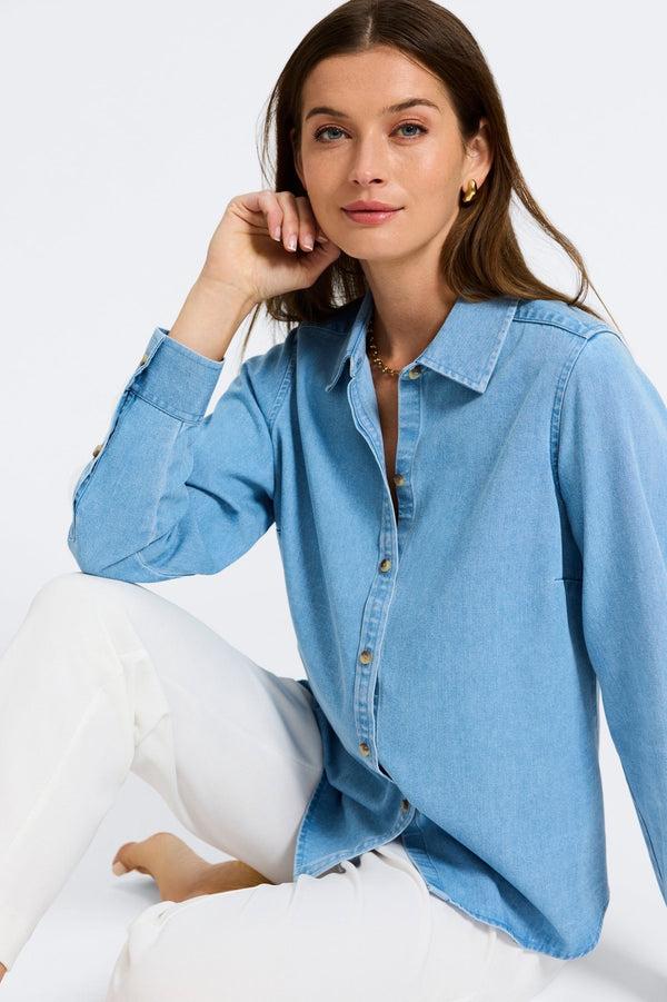 Foxcroft Hampton Tencel® Denim Long Sleeve Shirt
