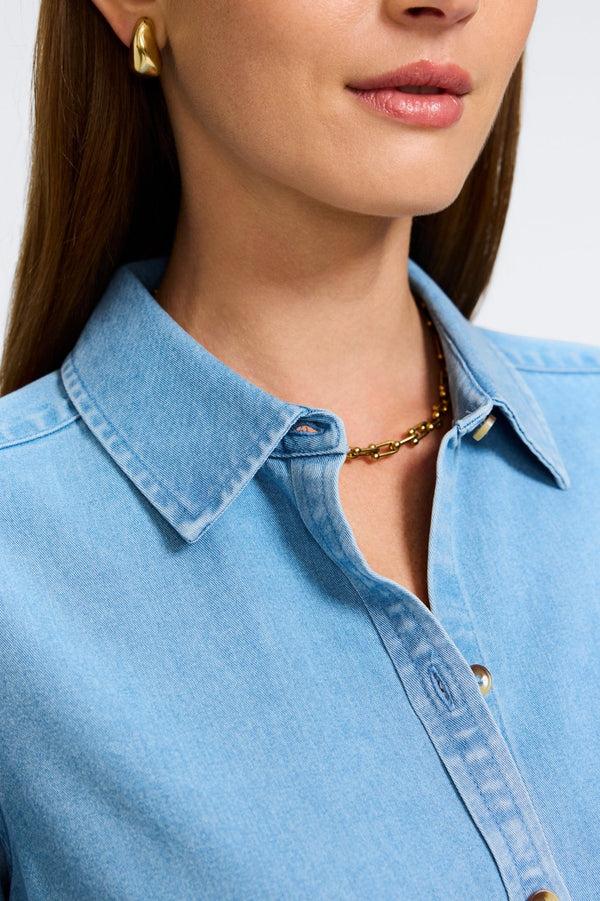 Foxcroft Hampton Tencel® Denim Long Sleeve Shirt