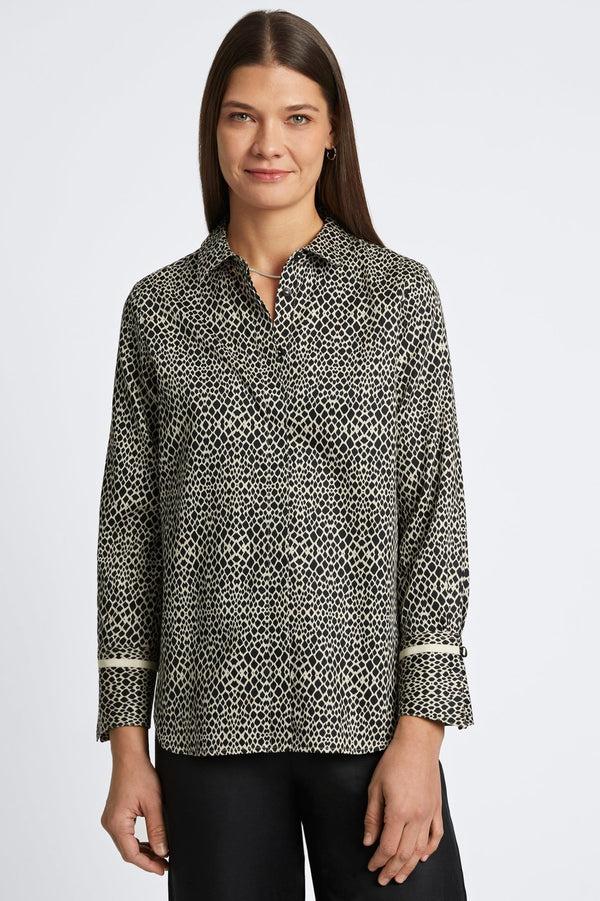 foxcroft Iris Abstract Snakeskin Long Sleeve Tunic