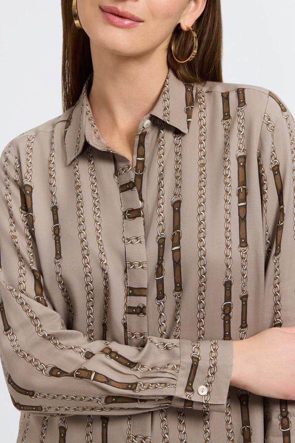 Foxcroft Luna Chain Stripe Long Sleeve Shirt