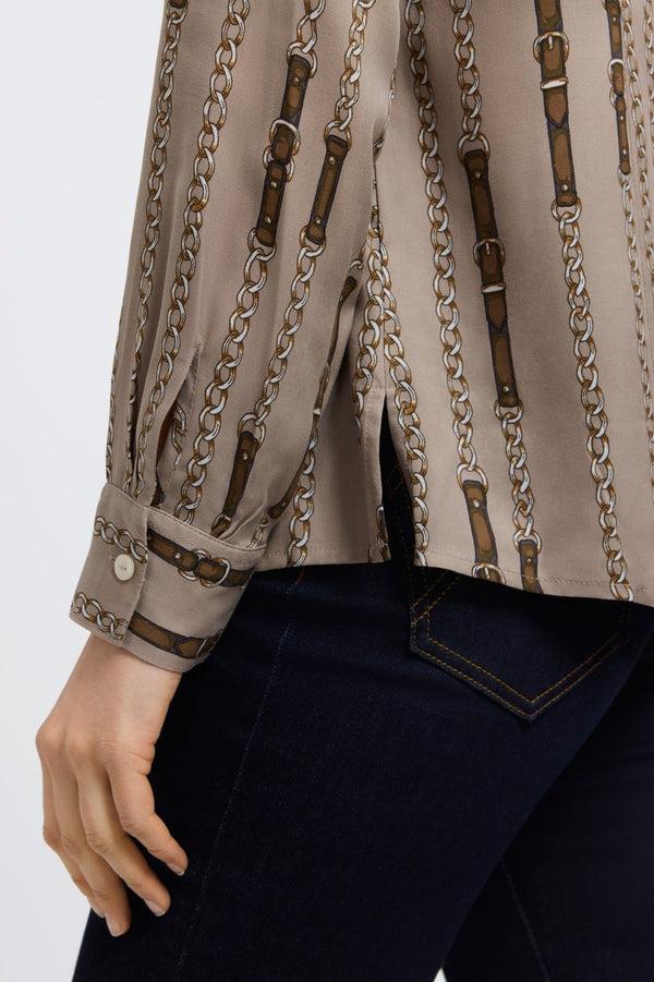 Foxcroft Luna Chain Stripe Long Sleeve Shirt