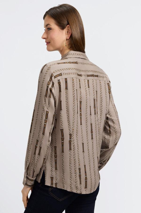 Foxcroft Luna Chain Stripe Long Sleeve Shirt