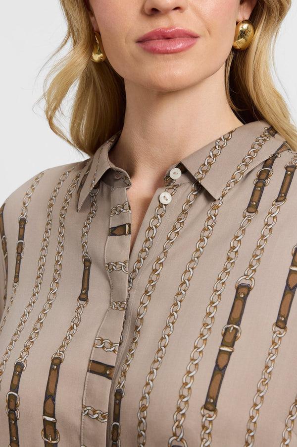 Foxcroft Luna Plus Chain Stripe Long Sleeve Shirt