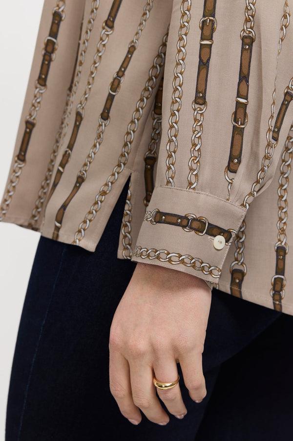 Foxcroft Luna Plus Chain Stripe Long Sleeve Shirt