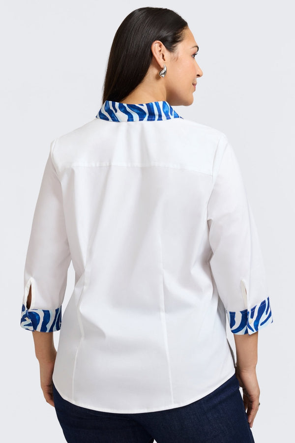 Foxcroft Luna Plus Tonal Zebra 3/4 Sleeve Shirt