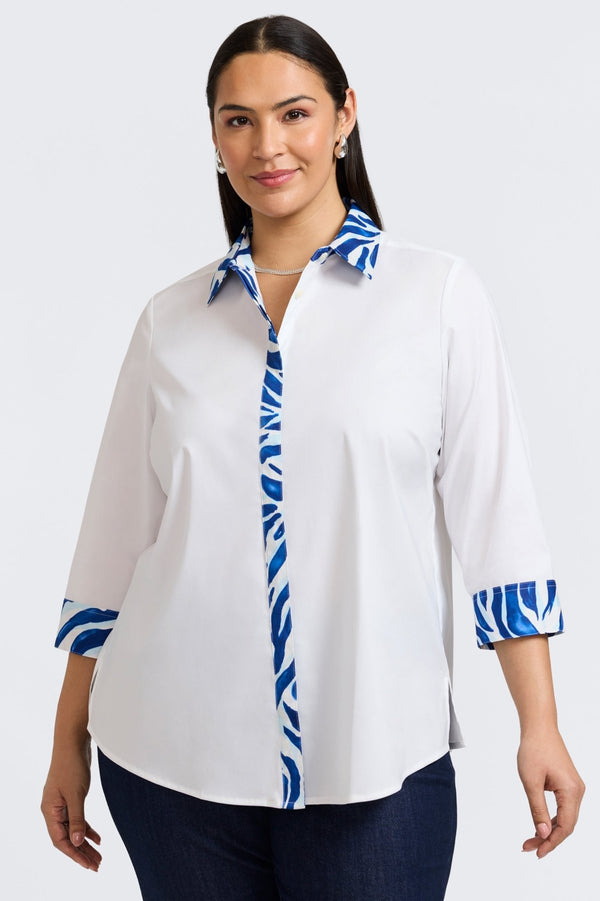 foxcroft Luna Plus Tonal Zebra 3/4 Sleeve Shirt
