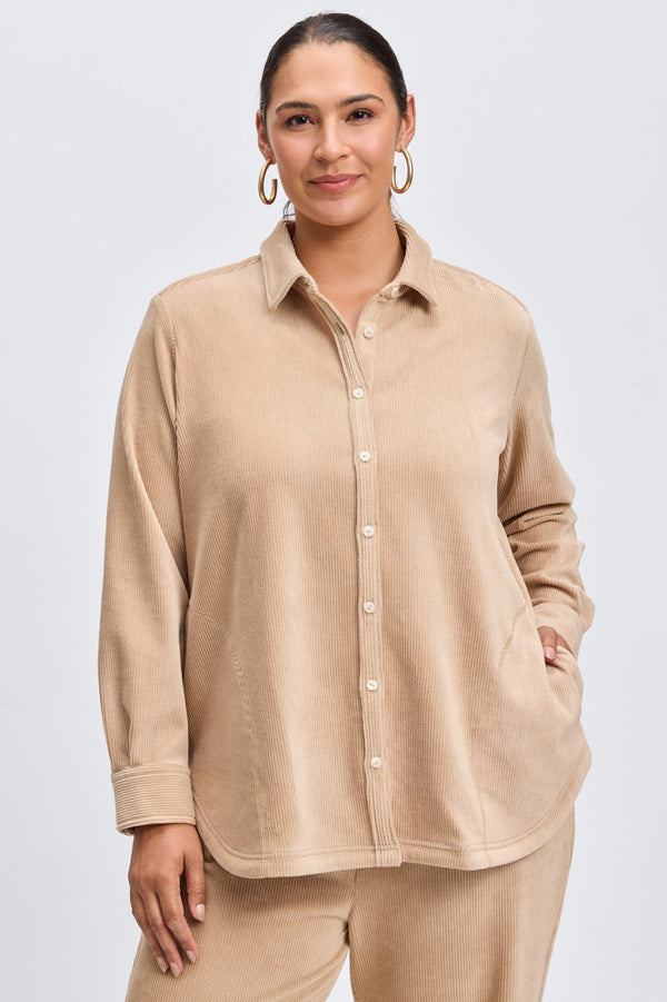 Foxcroft Maddy Plus Long Sleeve Plush Cord Shirt