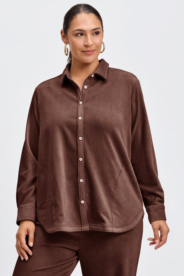 foxcroft Maddy Plus Long Sleeve Plush Cord Shirt