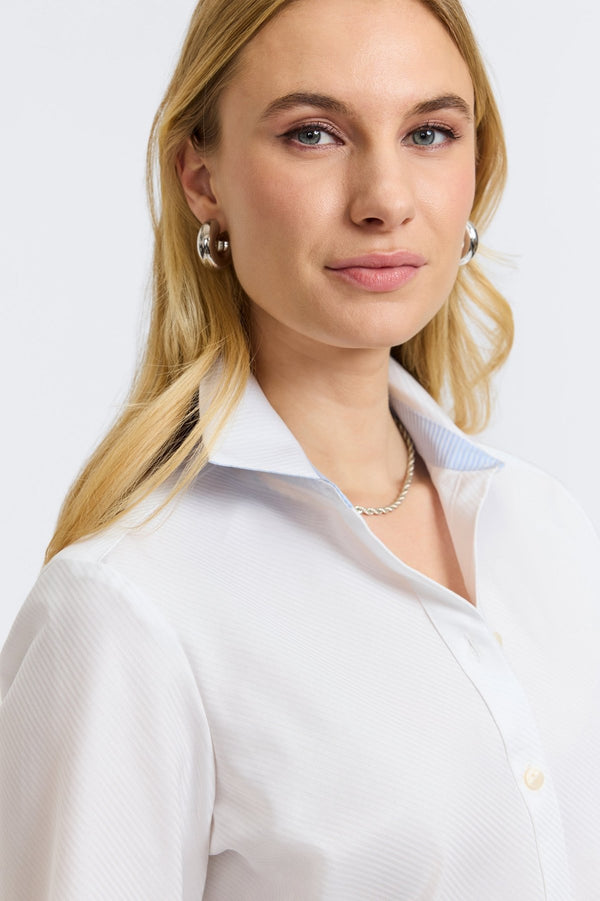 Foxcroft Margie Dobby Stripe 3/4 Sleeve Shirt