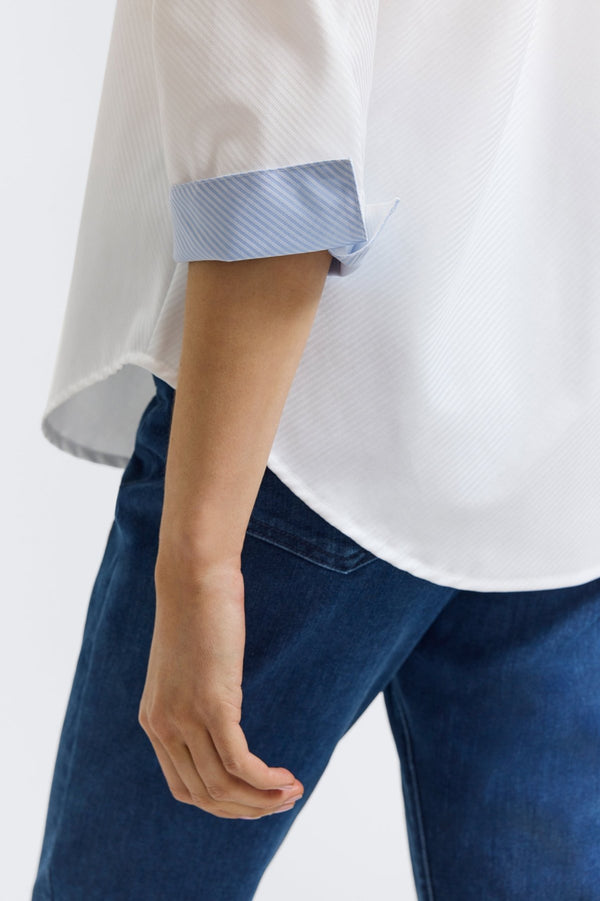 Foxcroft Margie Dobby Stripe 3/4 Sleeve Shirt
