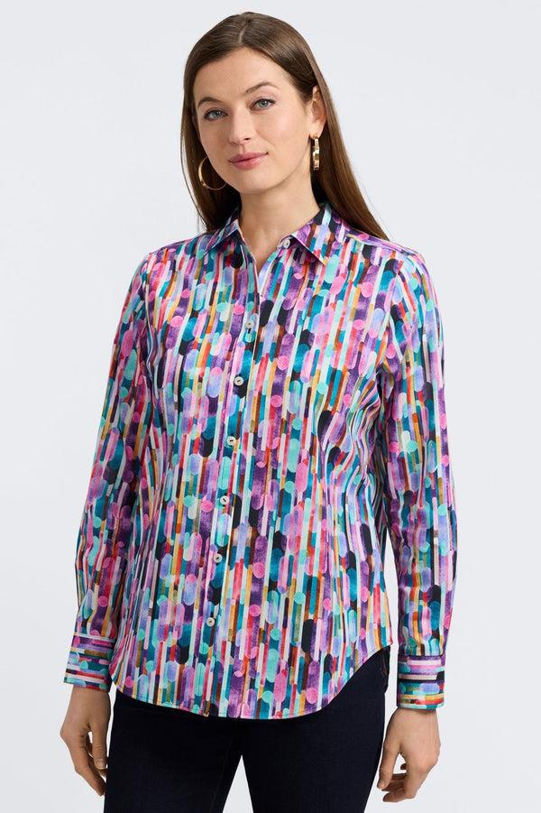 foxcroft Margie Multicolor Prism Long Sleeve Shirt