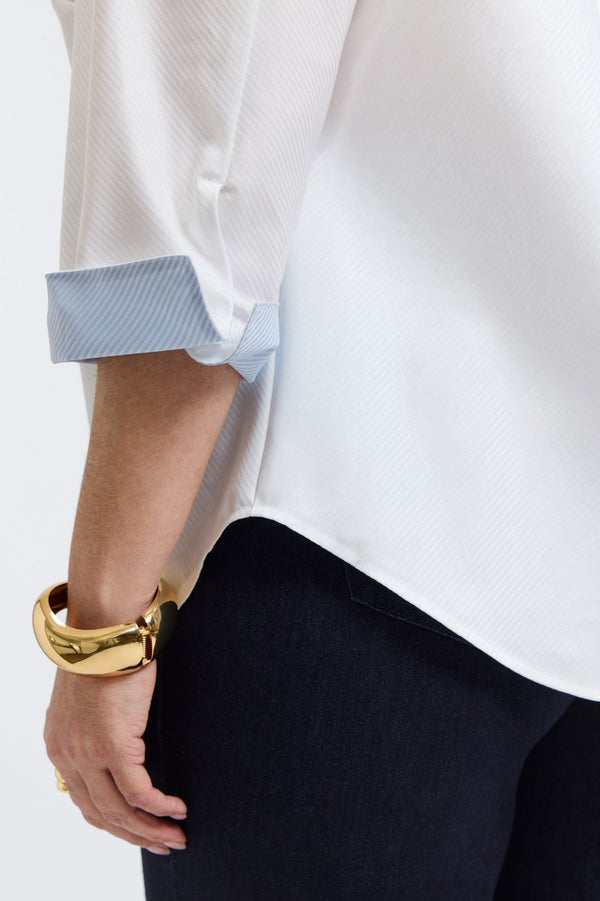 Foxcroft Margie Plus Dobby Stripe 3/4 Sleeve Shirt