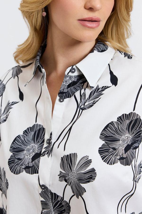 Foxcroft Margie Plus Poppy 3/4 Sleeve Shirt