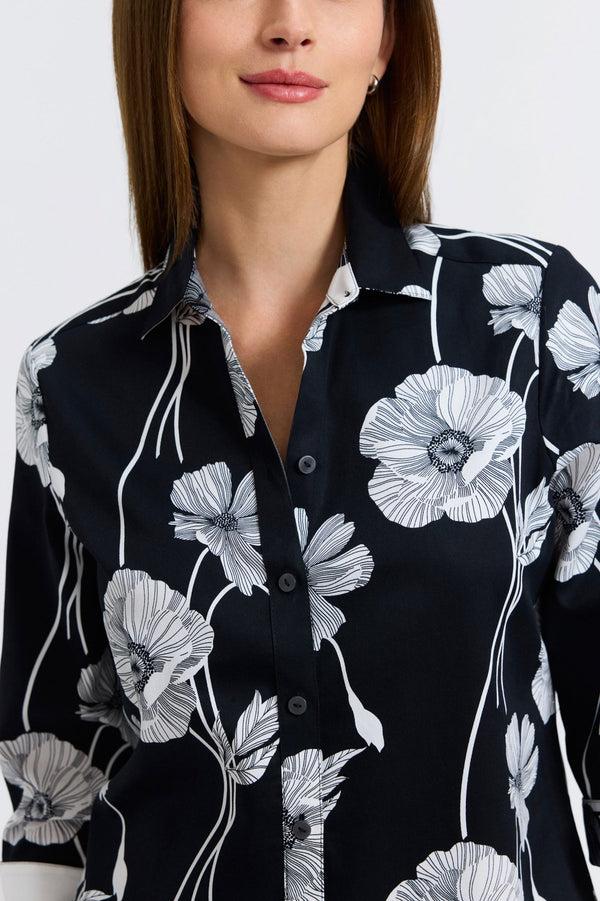 Foxcroft Margie Poppy 3/4 Sleeve Shirt