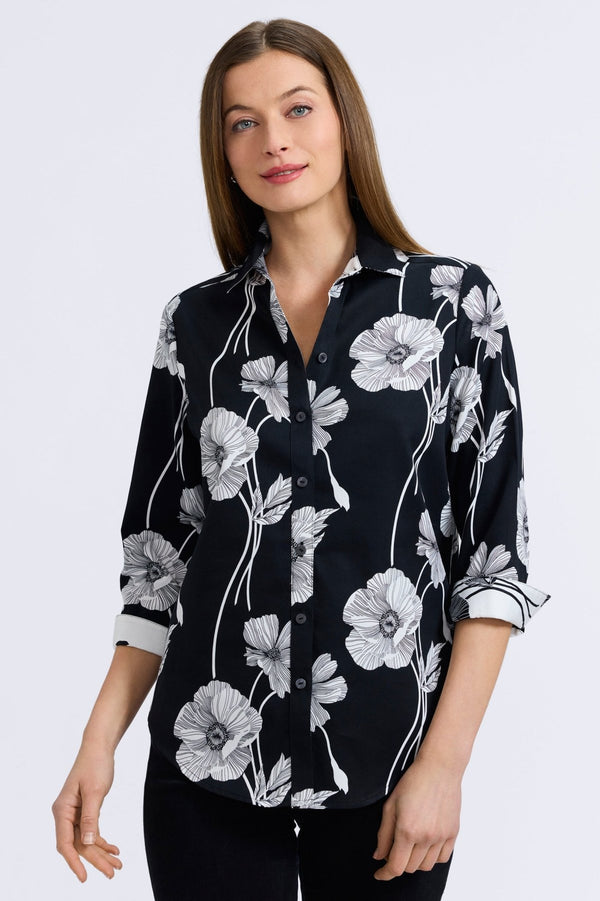 foxcroft Margie Poppy 3/4 Sleeve Shirt