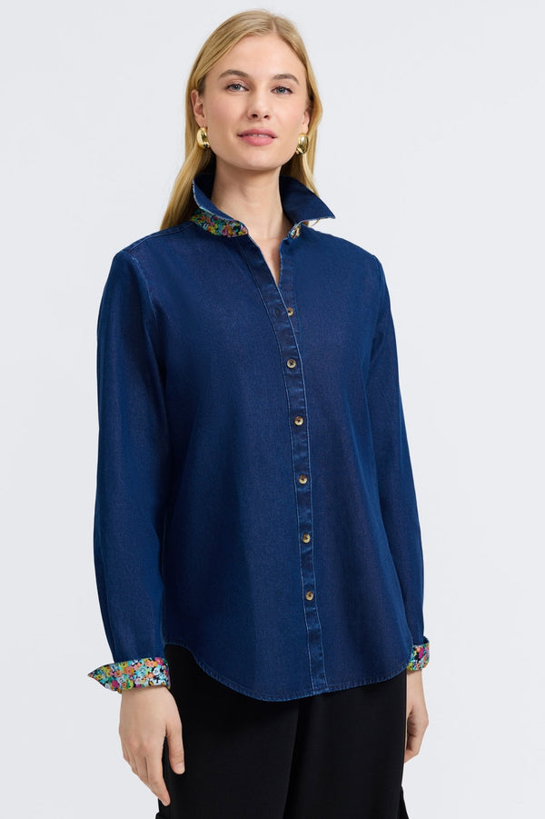 Foxcroft Margie Tencel® Denim Long Sleeve Shirt