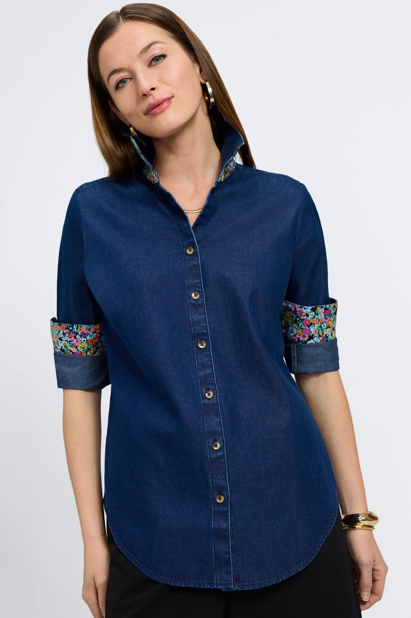 foxcroft Margie Tencel® Denim Long Sleeve Shirt