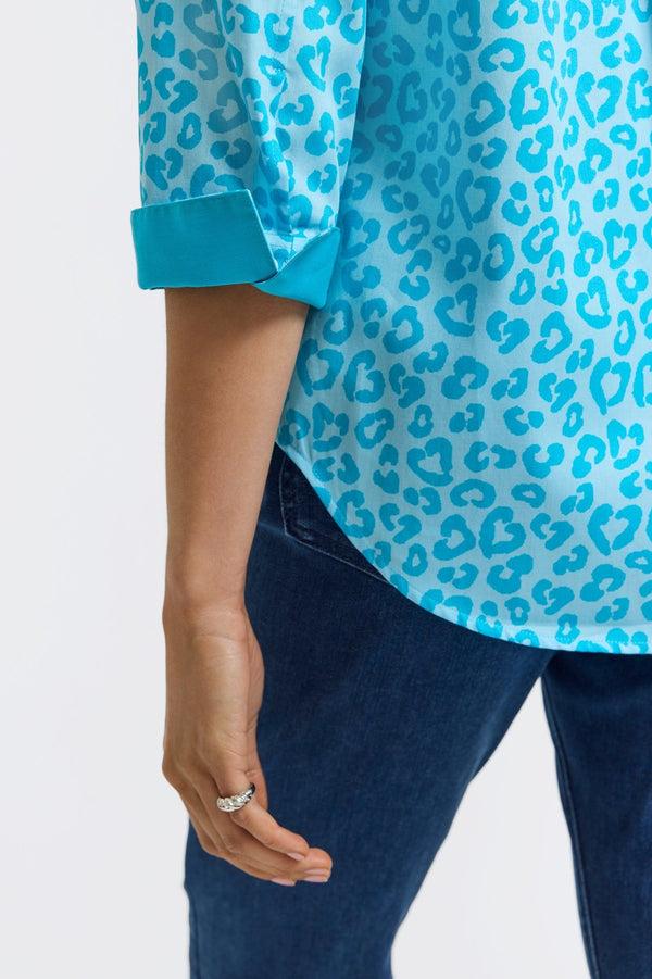 Foxcroft Margie Tonal Cheetah 3/4 Sleeve Shirt
