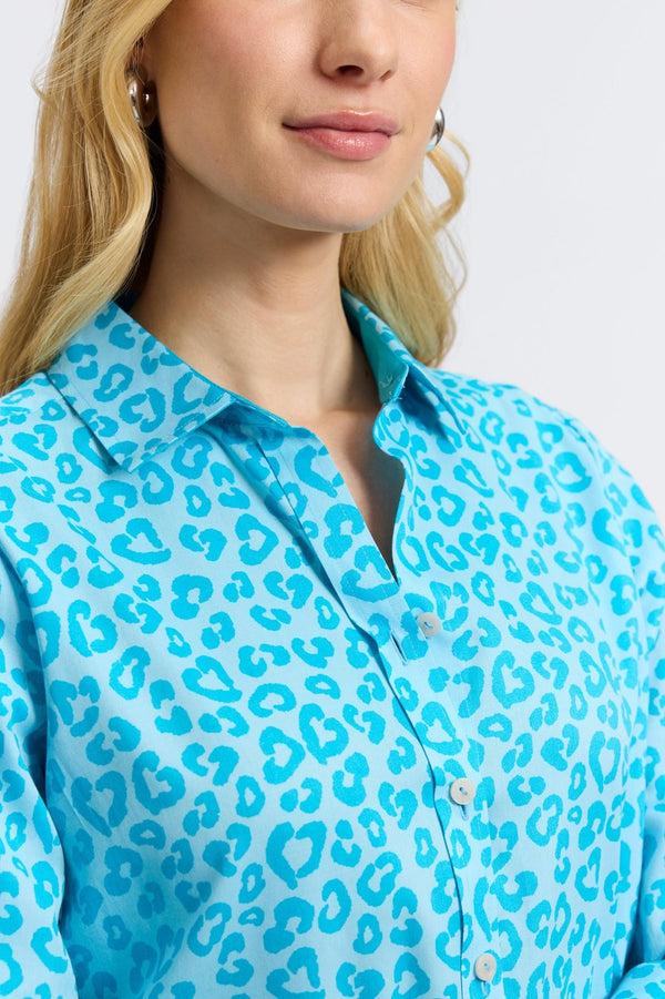 Foxcroft Margie Tonal Cheetah 3/4 Sleeve Shirt