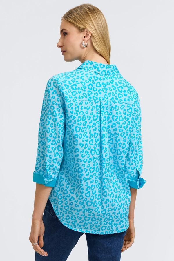 Foxcroft Margie Tonal Cheetah 3/4 Sleeve Shirt