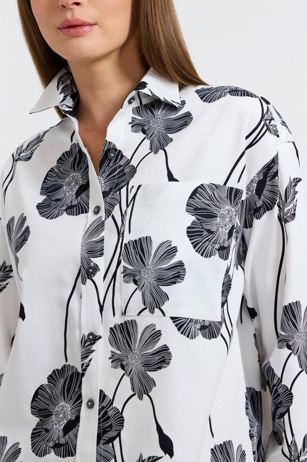 Foxcroft Marina Poppy Long Sleeve Short Shirt