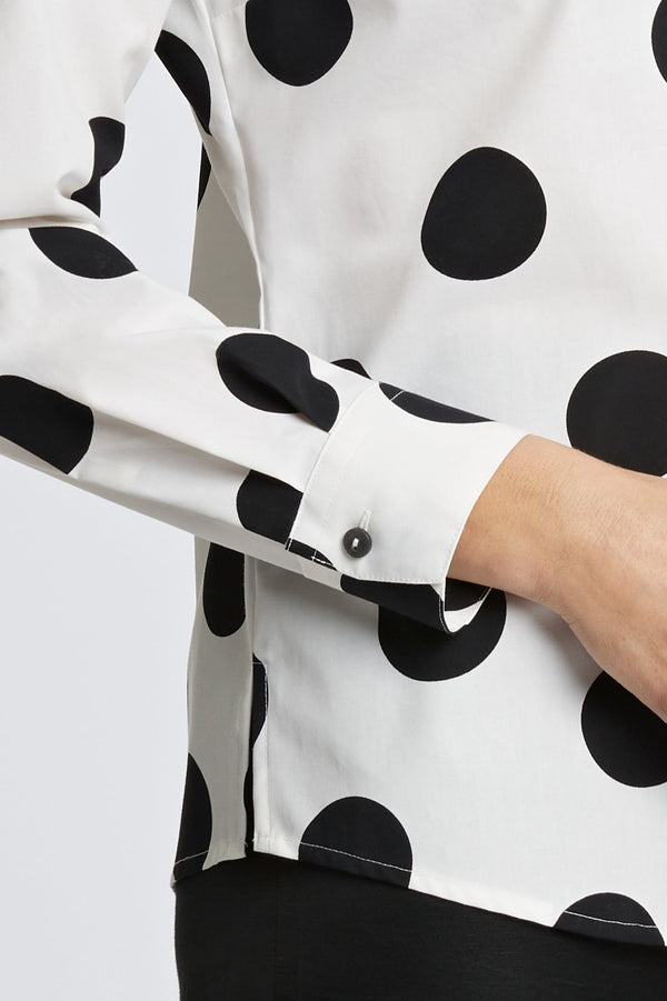 Foxcroft Mary Black & White Dot Long Sleeve Shirt