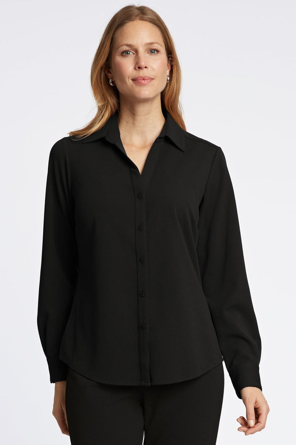 foxcroft Mary Knit Crepe Long Sleeve Shirt