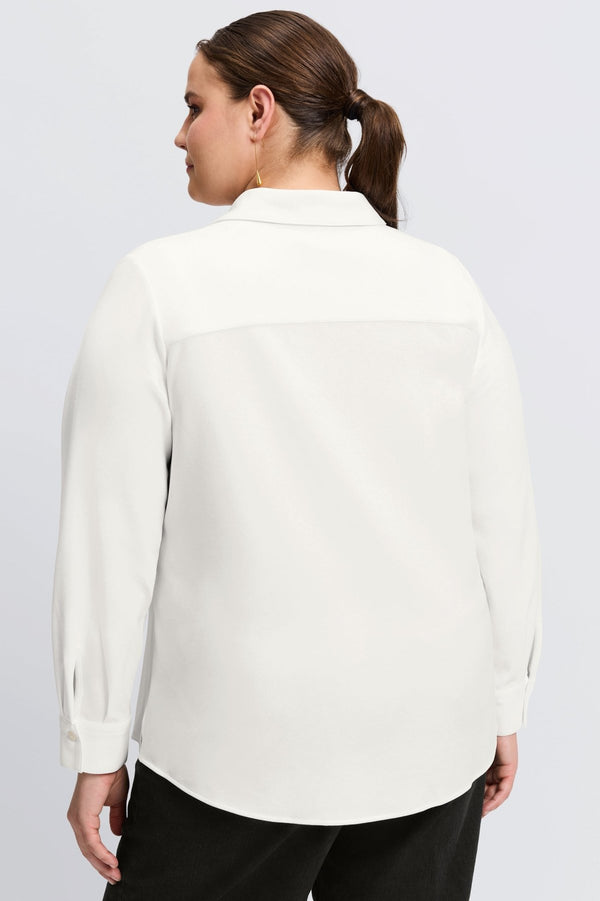 Foxcroft Mary Plus Knit Crepe Long Sleeve Shirt
