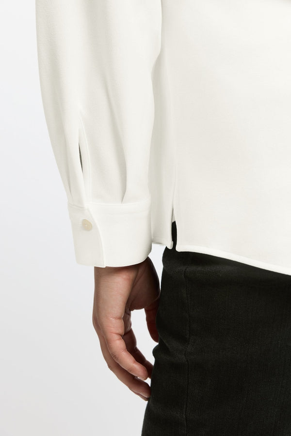 Foxcroft Mary Plus Knit Crepe Long Sleeve Shirt