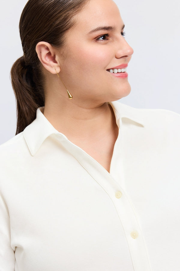 Foxcroft Mary Plus Knit Crepe Long Sleeve Shirt