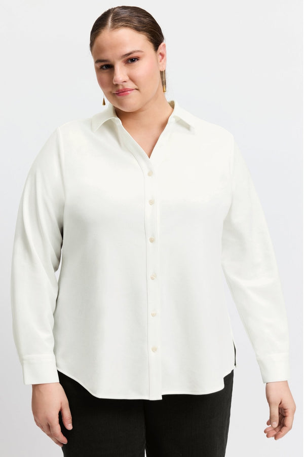 foxcroft Mary Plus Knit Crepe Long Sleeve Shirt