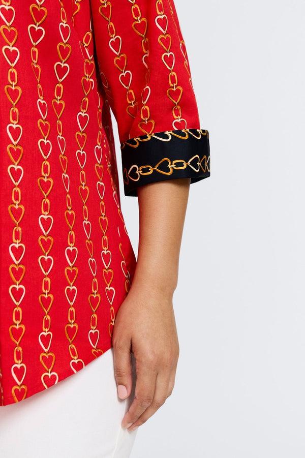 Foxcroft Mary Plus Love Chain 3/4 Sleeve Shirt