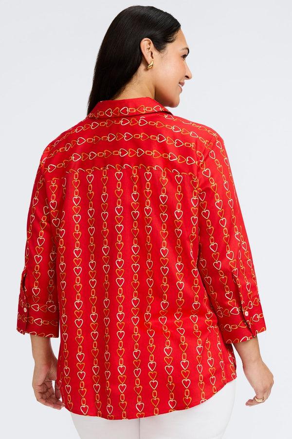 Foxcroft Mary Plus Love Chain 3/4 Sleeve Shirt