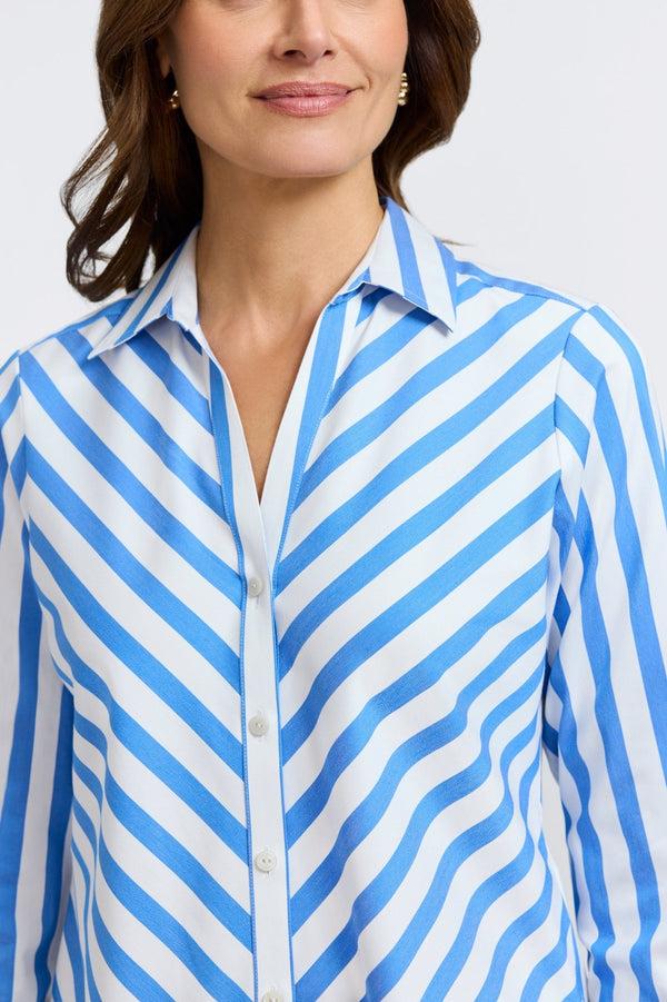 Foxcroft Mary Springtime Stripe Long Sleeve Shirt