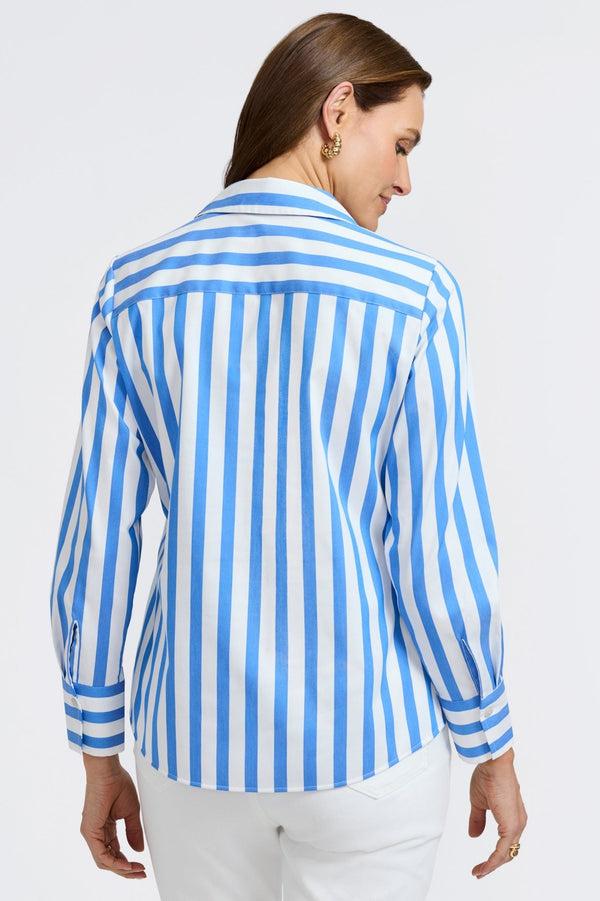 Foxcroft Mary Springtime Stripe Long Sleeve Shirt