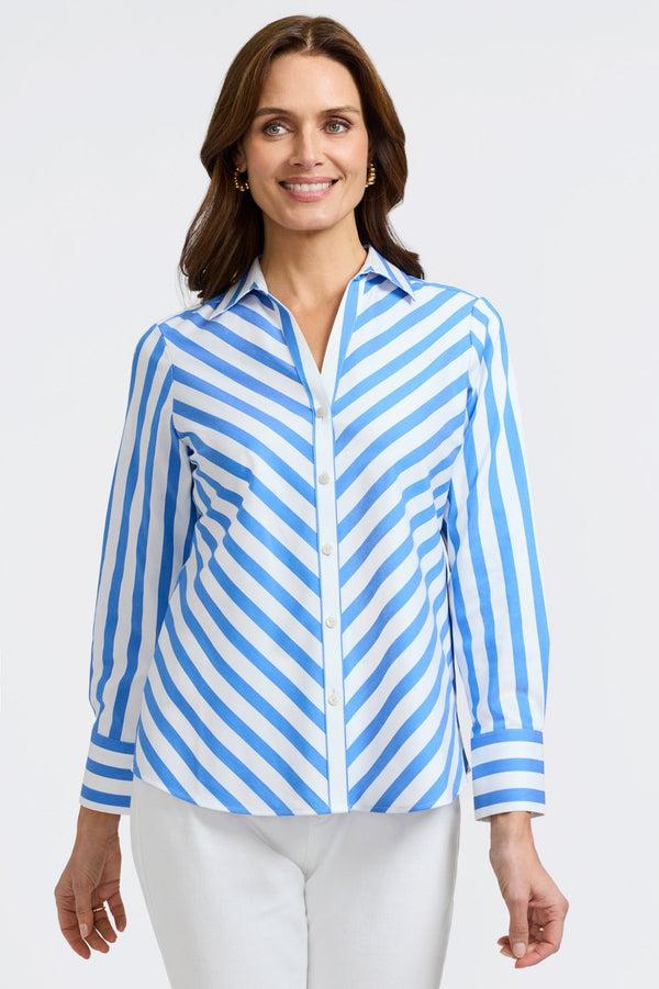 foxcroft Mary Springtime Stripe Long Sleeve Shirt