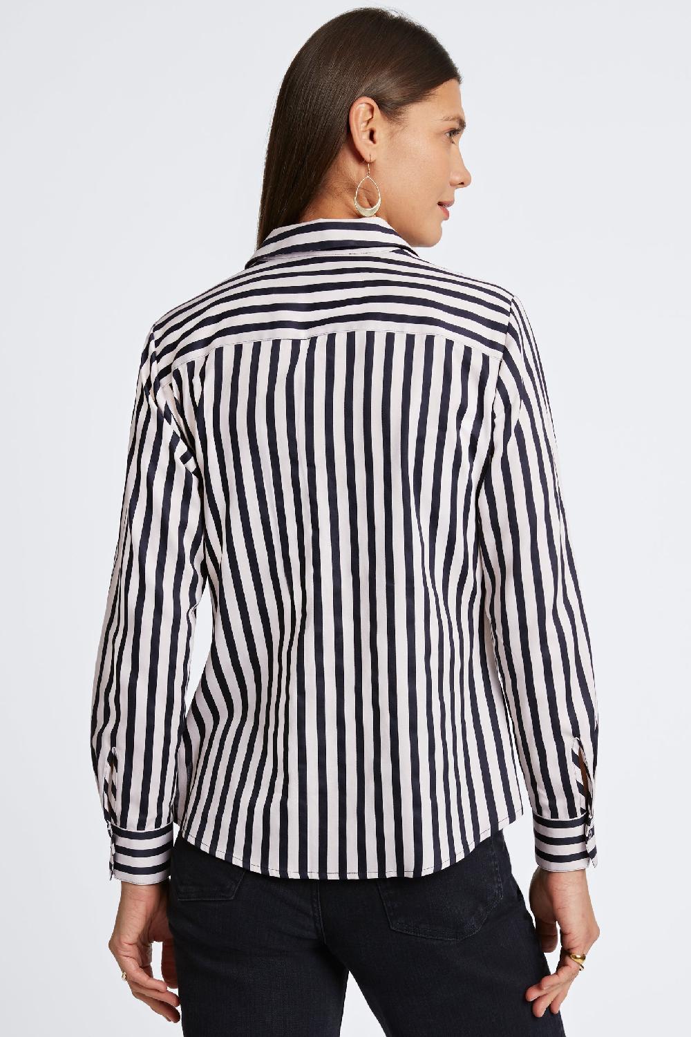 Foxcroft Mary Stripe & Gingham Long Sleeve Shirt