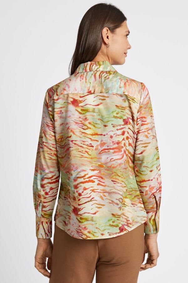 Foxcroft Mary Watercolor Zebra Long Sleeve Shirt