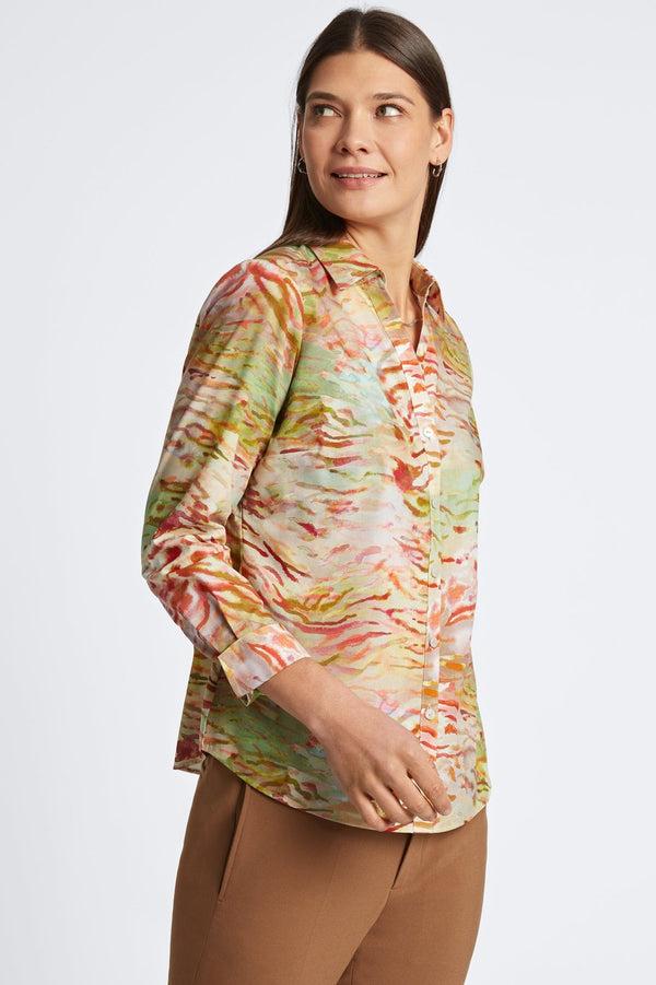 Foxcroft Mary Watercolor Zebra Long Sleeve Shirt