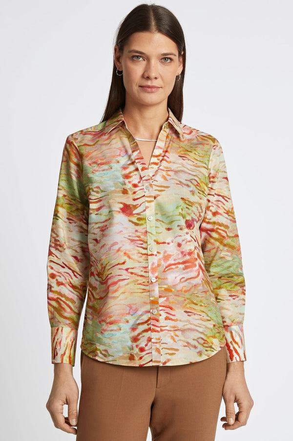 foxcroft Mary Watercolor Zebra Long Sleeve Shirt