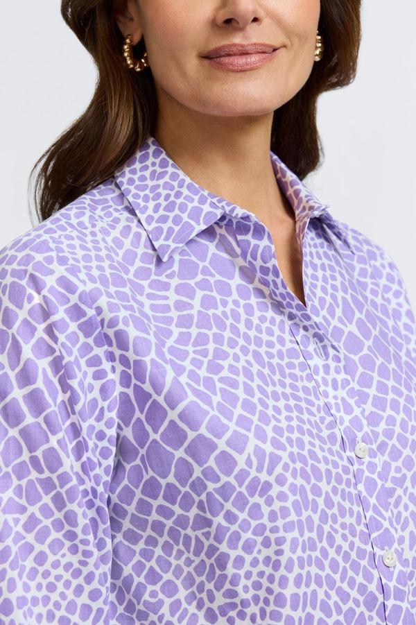 Foxcroft Meghan Linen Giraffe Long Sleeve Shirt